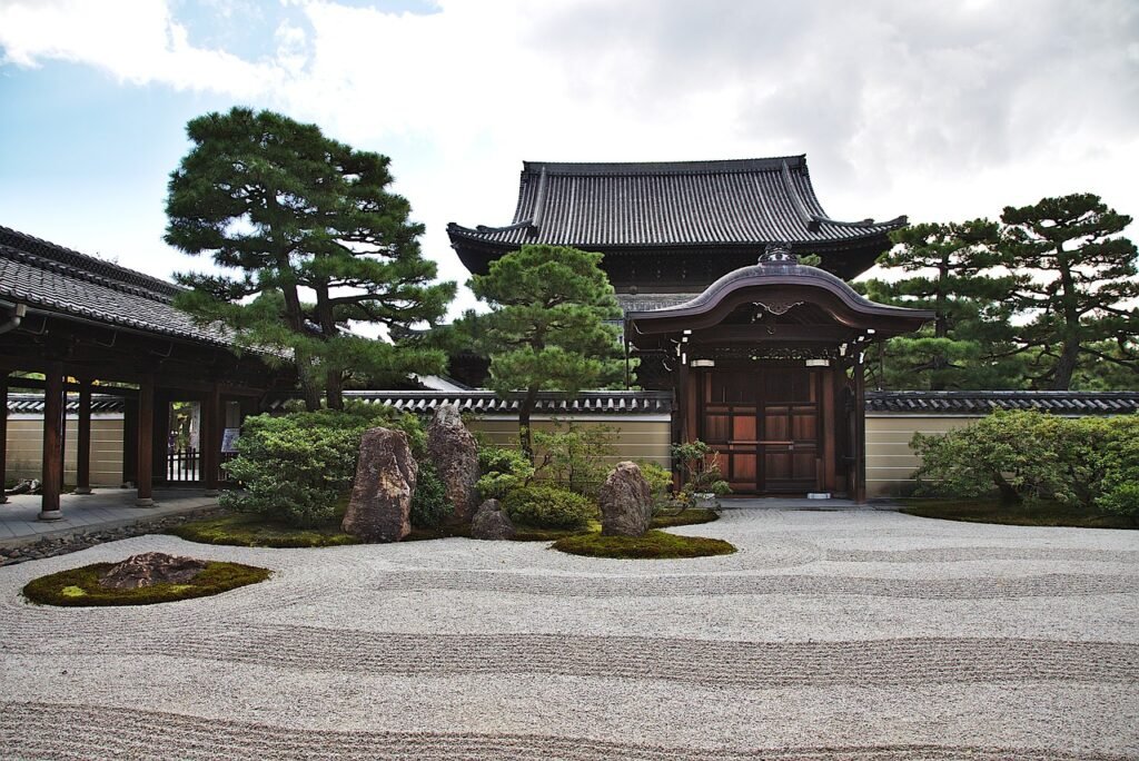 Zen temple in Kyoto with rock garden. 3-day Kyoto itinerary highlight Kinkakuji